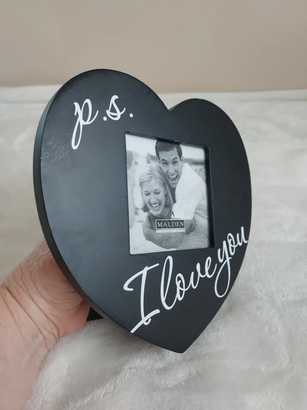 Malden Black Heart Photo Frame with White 